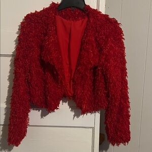 SHEIN Vibrant Red Teddy Jacket